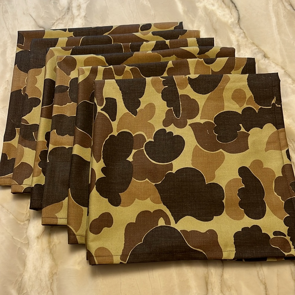 Camo Napkins, Handmade Cloth Napkins, Set of 6, NEW, Hand Made!